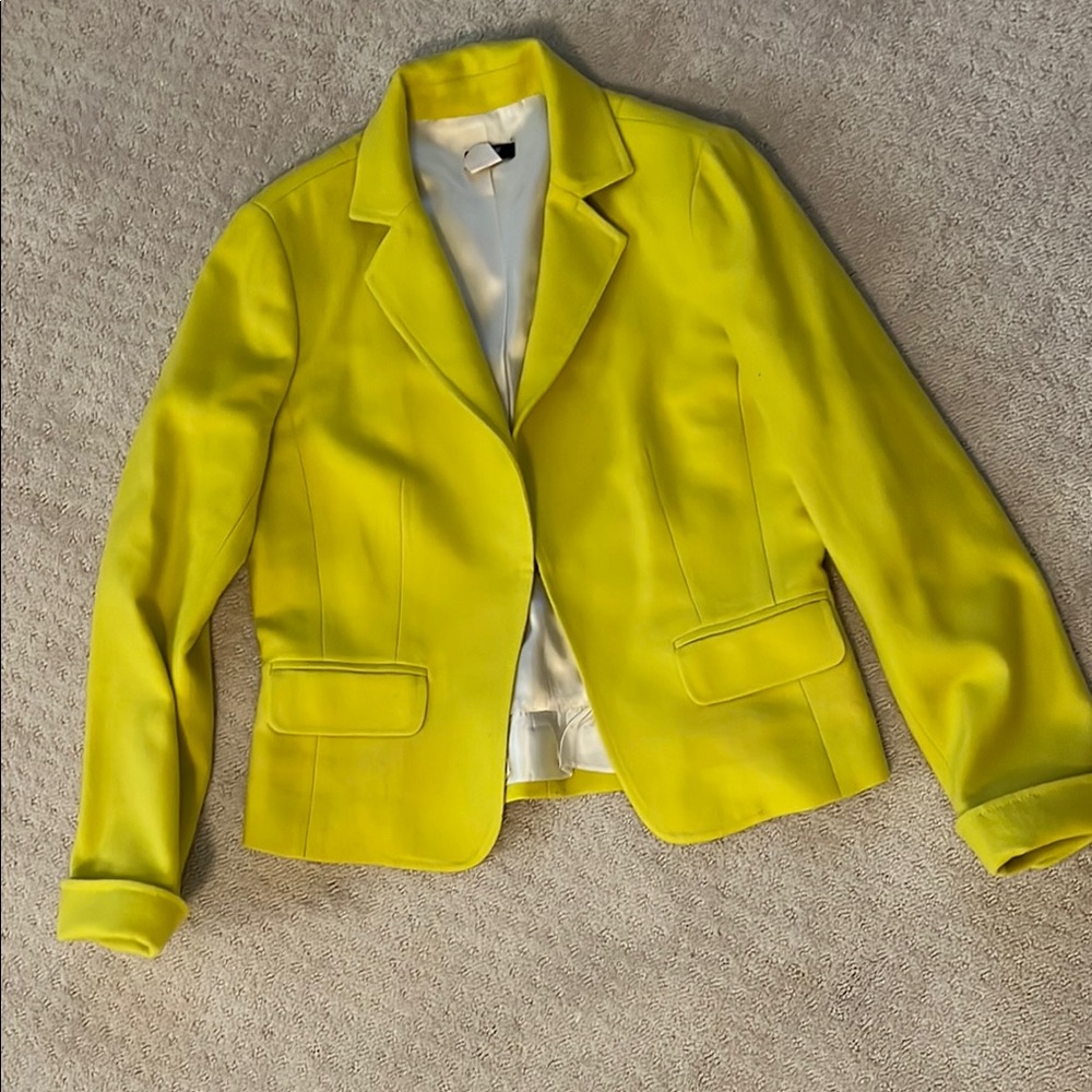 J.Crew Citron Yellow Wool Blazer Size 8 Vintage 2008